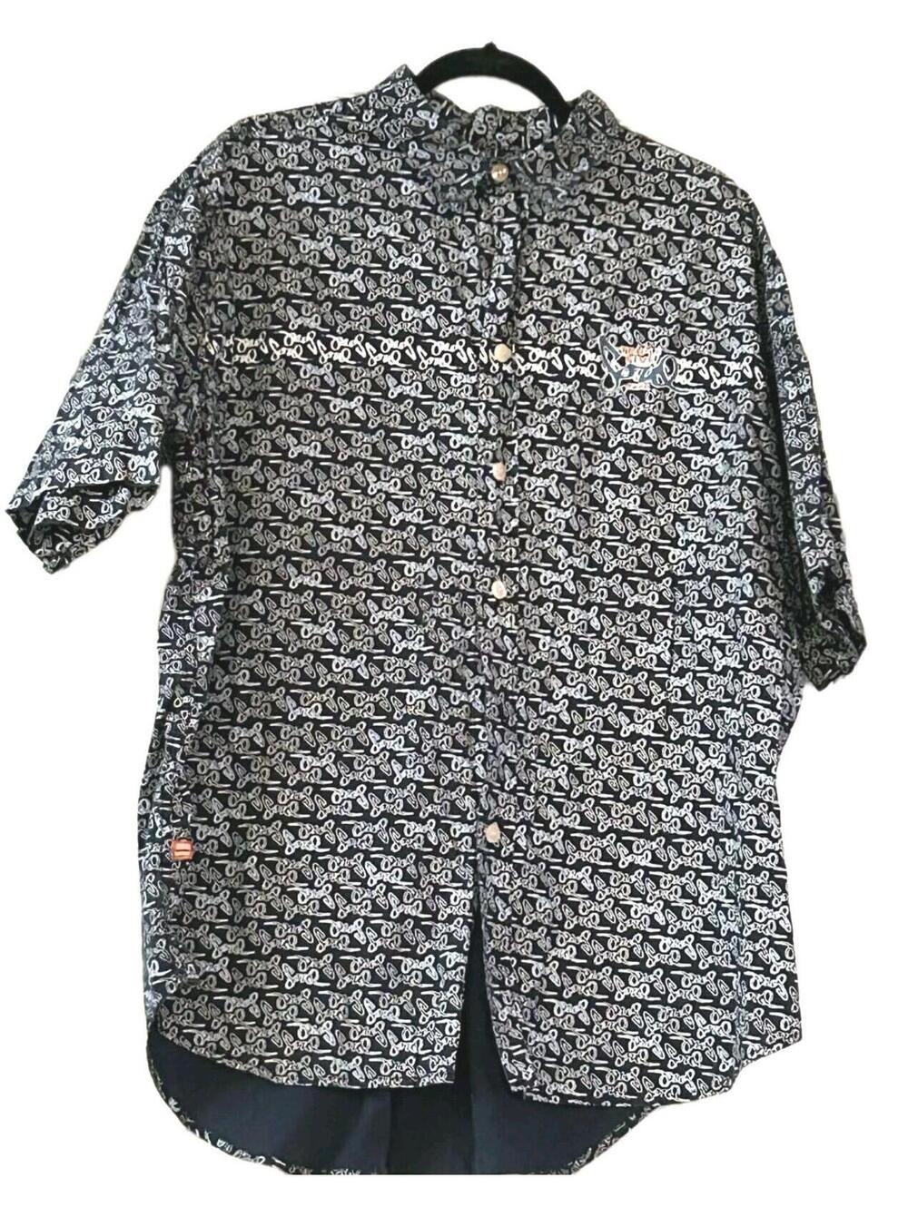VTG Triple Five Soul Button-up Blue Shirt Men Sz XL Hip Hop Skater Missng Button